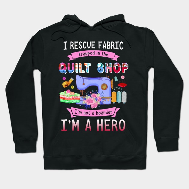 Funny I Rescue Fabric Quilt Hero Hoodie by White Martian